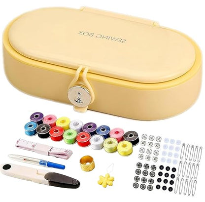 FKOG Yellow Sewing Project Kit, 135 Pcs Family Sewing Supplies Repair Kit Traveler Sewing Kit Sewing Thread Accessories DIY Sewing Supplies Organizer (Yellow) - style: Yellow