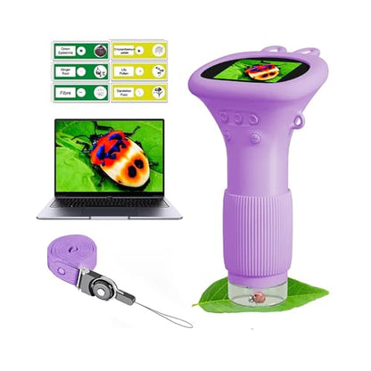 WINWEND Kids Microscope Pocket Microscope -1000X Portable Microscope for Kid | Photo and Video Mini Microscopes | 2'' Digital Little Scientist Microscopes for 3-10 Age Years Old Boys Girls Toys Gifts - color: Purple