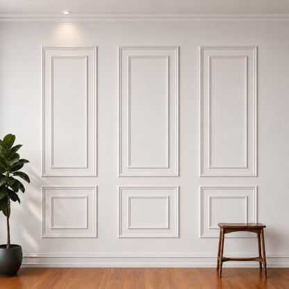 Peel and Stick Wall Molding Kit, Pre Cut Bilinear Frame Wainscoting Panel - color: 24"x54"+13.5"x44"