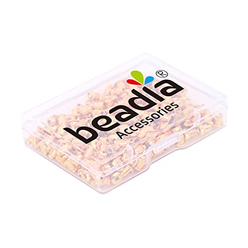 BEADIA 18K Gold Plated Bullet Earring Backstops 5x5mm 200pcs for Replacement DIY Jewelry Making Findings - size: Bullet Backstops 5x5mm