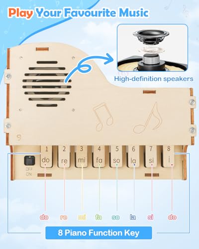 Poraxy STEM Toys for Girls Age 8-12, Playable Piano,Wooden 3D Puzzles Craft Kits for Girls Ages 8 9 10 11 13 14 15 16, Science Kits for Kids 12-14 Christmas Birthday Gifts for Girl Boy Teen