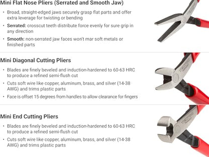 TEKTON Mini Pliers Set with Roll, 8-Piece | PMN99910 - size: 8-Piece with Roll