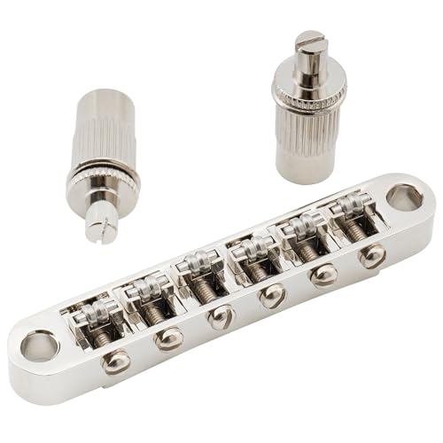 Musiclily Pro BM001 52mm Tune-O-Matic Bridge Roller Saddles Set Nickel - color: Nickel