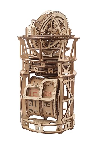 UGEARS Astronomer Table Clock with Tourbillon - 3D Wooden Puzzles for Adults Model Kit - Mechanical Clock Kit Functional DIY Wood Model Kits for Adults, 3D Puzzle for Puzzle Lovers