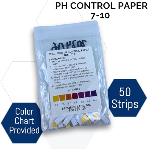 Eisco Labs - pH Test Strips 7-10 Range - Narrow-Range pH Testing Kit with Broad Color Spectrum, 50 Strips