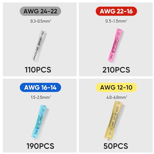 TICONN 560PCS Heat Shrink Butt Connectors, Crimp Wire Connectors Kit - size: 560 PCS-4Sizes