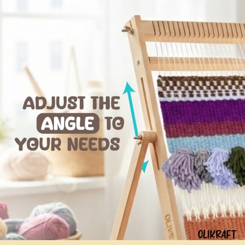 Olikraft Wooden Weaving Loom, Adjustable Stand (Extra Large) - color: Natural Beech, size: Extra Large