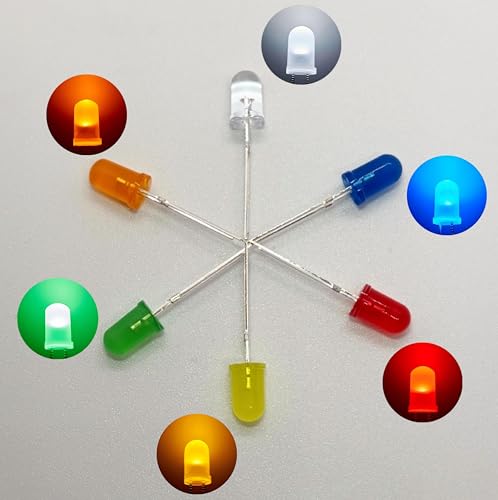150pcs 5mm Mini LED Diode Kit, 6 Colors White Red Yellow Orange Green Blue