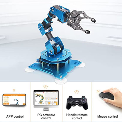 Robotic Arm for Arduino Coding Programming 6DOF Hiwonder-xArm1S STEM Educational Building Robot Arm Kits, 6 AXIS Full Metal Robotic Arm Wireless Controller/PC/App/Mouse Control Learning Robot - style: Hiwonder-xArm1S