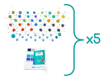 Happy Atoms Magnetic Molecular Modeling Educator Classroom Bundle | 5 Sets of 50 Atoms | Create 17, 593 Molecules | 216 Activities | Free Curriculum & App iOS, Android | Student Tested - style: Classroom Bundle