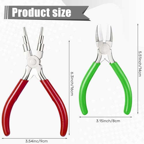 Mudder 2 Pcs Jewelry Making Tool 6 in 1 Bail Making Plier,Red and Green - color: Red and Green
