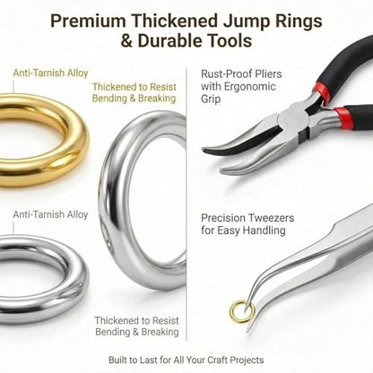 1200Pcs Gold Silver Small Open Jump Rings Jewelry Making Supplies