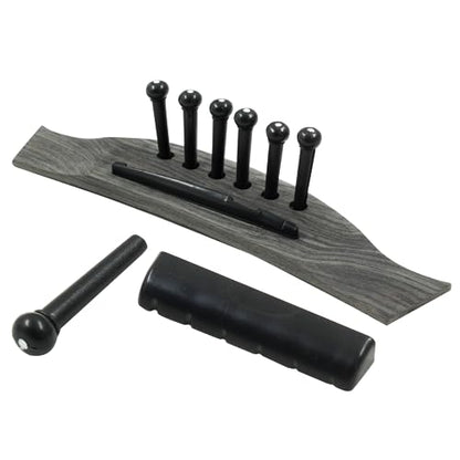 Bonsicoky 6 String Acoustic Guitar Rosewood Bridge Set, Black - color: Black, Style 2