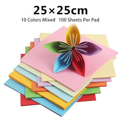 Origami Paper 100 Sheets 10 x 10 Inch Double Sided Color Paper - color: Red