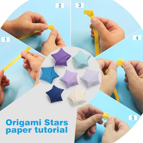 FoDau770 Solid Color Star Paper Strips - 1080 Sheet, Blue & Purple Series - color: Solid Cool Multicolor