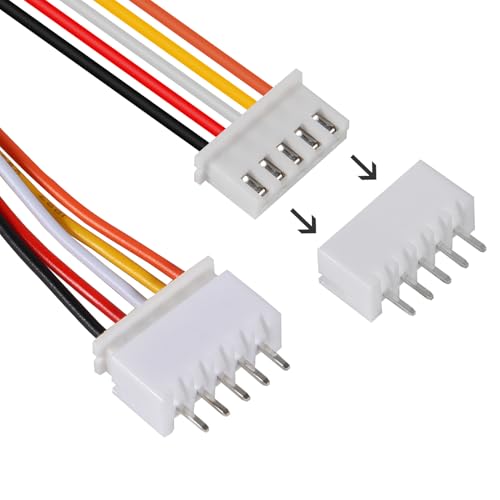 ACEIRMC 10Pairs JST-XH Connector Kit, XH 2.54mm 5 Pin Header Male and Female Connectors Plug Adapter with Flat Wire Cable 200mm 26AWG Compatible with JST XH (5P) - color: 5P