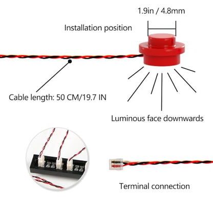 14PCS Building LED Lights 1X1 Circular Dot Compatible with LEGO(Red) - color: Red