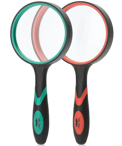 Mr. Pen- Magnifying Glass, 2 Pack, 10X Magnifier, 75mm Glass Lens - color: Red & Green, size: 10X Magnifier