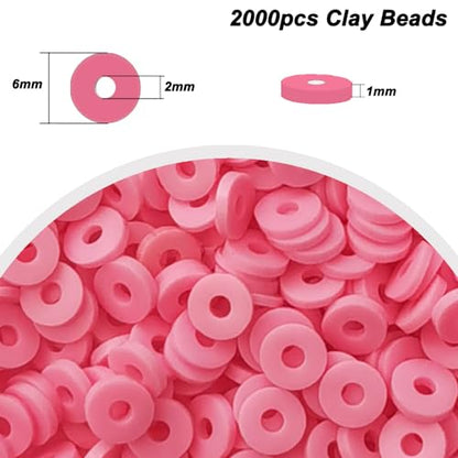 Pink Clay Beads for Bracelets Jewelry Making - color: Pink Clay Beads