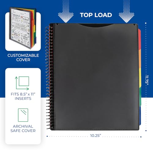 Samsill Spiral Folder Organizer - 5 Dividers & 10 Pockets with Zipper Pouch, Multi Pocket Color Cordinated Folder Binder with Customizable Tabs, Document Organizer (Basic) - color: Classic, size: Single, style: 5 Dividers