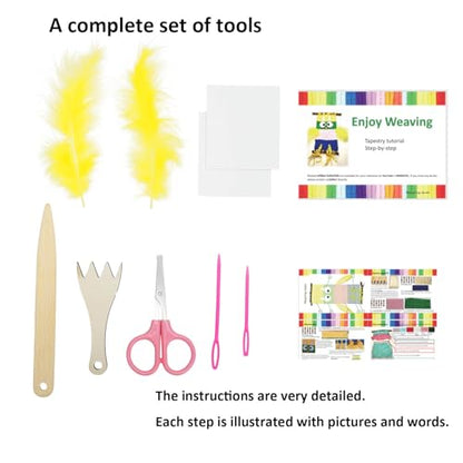 Weaving Loom for Kids/Child Includes 3 Yarn Craft Kits with Detailed Instructions for Easy Weaving Suitable for Children Aged 6+ - size: A4FT