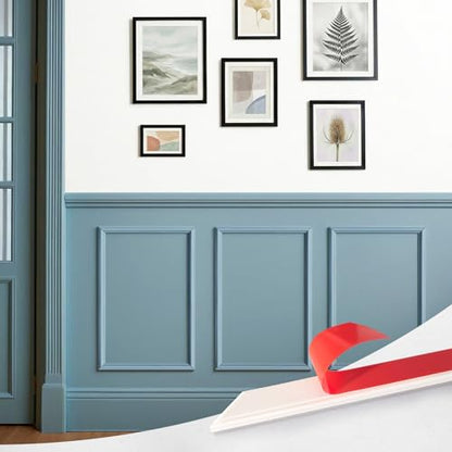 Upick Peel and Stick Wainscoting Pre-Cut Wall Molding Kit, 16"x24", 3-Frame - size: 16"W x 24"H