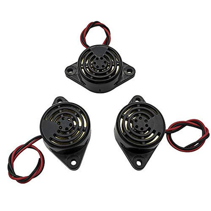 3PCS DC 3-24V 90dB Active Piezo Electronic Buzzer Beep Tone Alarm Ringer Continous Sound (Black) SFM-27-W