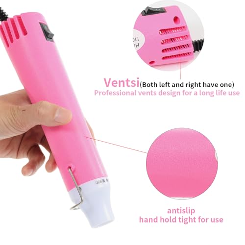 Heat Gun 300W, Handed Hot Air Gun for Crafting and DIY (Pink) - color: Pink