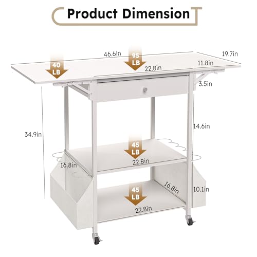 Crafit Foldable Heat Press Table, Hold 36 Vinyl Rolls, Large with Wheels - color: Enlarged Size - White
