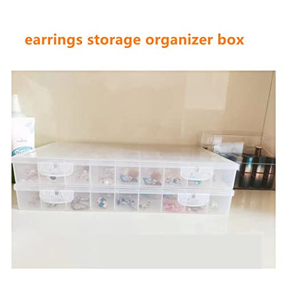Feadily 1PCS 36 Grids Large Plastic Organizer Box with Dividers, Compartment Organizer Box for Nail Accessories/Screw/Sewing Arts and Oil Paint, Bead Storage Containers 14.9" x 9.2" x 1.9" (Clear) - size: 1PCS 36Grids