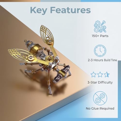 Steampunk Drosophila Insect 3D Metal Puzzle Model Mechanical Kits 2-3 Hours to Build DIY Assembly for Men Ideal for Gifts and Decorations (Drosophila melanogaster) - style: Drosophila melanogaster
