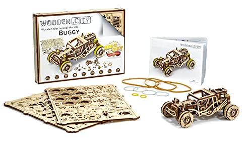 WOODEN.CITY Buggy 3D Wooden Puzzles for Adults – Build Your Own Buggy with Rubber‑Band Motor – Self‑Assembly Model, DIY Gift – Laser‑Cut Wooden 3D Model for Display and Home Décor