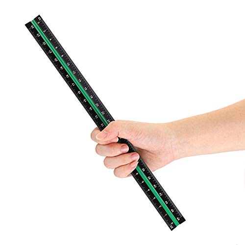 OwnMy 3 Pack 12 Inch Solid Aluminum Triangular Architect Scale Ruler Set