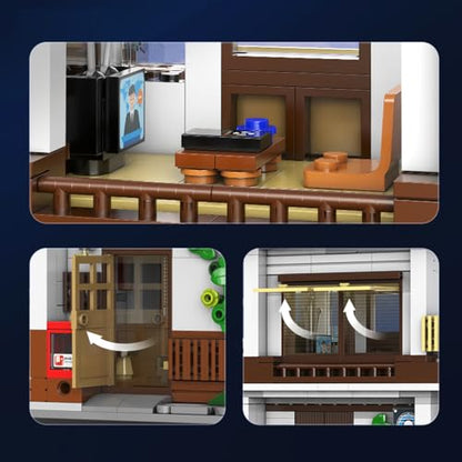 CaDA Japanese Style Canteen House Building Set, Master C66014W City Street Brick Kit with Lights, 861PCS Modular House Idea Gift for Adults (C66014W) - color: C66014w