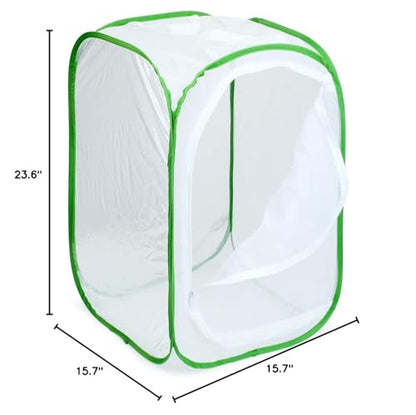 RESTCLOUD Professional Butterfly Habitat Insect Cage Caterpillar Enclosure Pop-up Polyester Bottom for Easier Clean - size: 15.7 x 15.7 x 23.6 inches