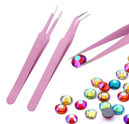 11 Pcs Silicone Resin Mold Tools Set Stirring Needle Spoon Tool Tweezers Precision Kit, Anti-Static Electronics Tweezers Set for Resin Art Crafts,Jewelry Making,DIY Epoxy Casting Molds-Rose Red & Pink - color: Pink