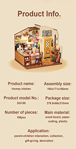 Rowood Miniature House Kit,DIY Miniature Dollhouse Kit for Adults,Wooden Table Collection Model Kits to Build,Birthday for Adult(Homey Kitchen) - style: Homey Kitchen