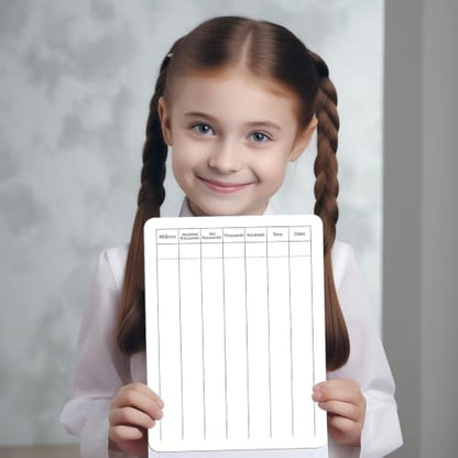 Math Manipulatives White Board for Students - Small White Board Dry Erase - Ideal for Classroom and Home Use - Long Division Double-Sided Dry Erase Board - 9x12 Inches - style: Division