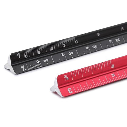 Mr. Pen- 6 Inch Pocket Size Ruler, 2 Pack, Small Architectural Scale - color: A. Black & Red