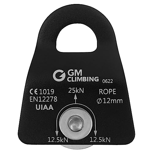 GM CLIMBING Micro Prusik Minding Pulley 25kN CE UIAA Certified 12mm Single Pulley Mobile Side Plates for Arborist Rigging Climbing Rescue - color: One Unit | Black