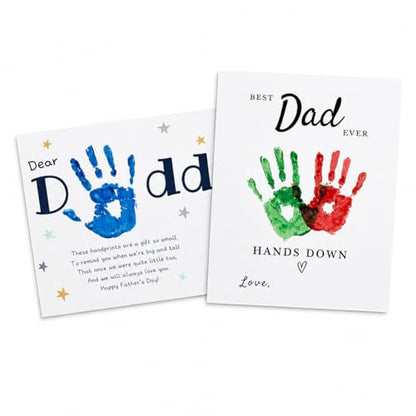 Fathers Day Crafts from Kids - Custom Handprint Set 3, Personalized Best Dad Ever Handprint Kit Family Handprint Craft Keepsake Personalized Fathers Day Dad Gifts from Kids Daughter Son for New Dad - color: Dadhandprintcard