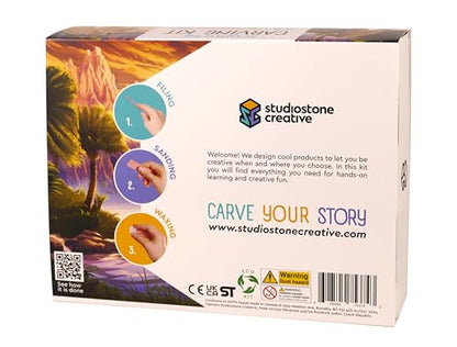 STUDIOSTONE CREATIVE DIY Arts & Crafts Carving Kit Kids Adults Triceratops Sculpture Soapstone