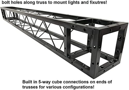 Black Square Metal Arch Truss 8 Ft. Width 7 ft. Height Portable DJ Lighting System Mobile Simple Bolt Connections