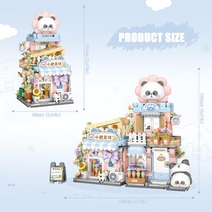 Street View Flower House Shop Mini Building Blocks, MOC Creative Building Toys Cute Panda Building Set for Kids 6-12, Simulation Architecture Construction Toy, Gift Idea for Kids Adults (810PCS) - style: Flowers Shop