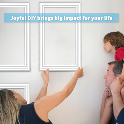 Art3d Premade Bilinear Frame Molding Set, Wainscoting Panels, 3 Whole Frame - color: Whole Bilinear Frame White