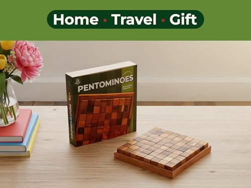 BSIRI Pentominoes Board Logic Puzzle Desk Toys Brain Games Cube Magic Educational Teaser Challenging Gift Intelligence Mind Wooden Strategy Christmas Supplies Box Master Smart Classroom