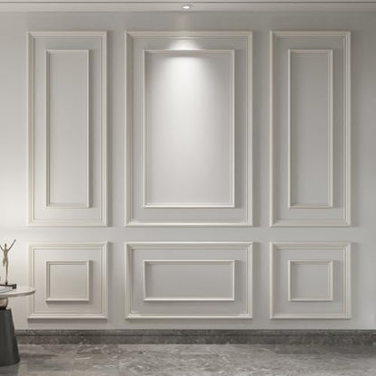 Art3d Premade Bilinear Frame Wainscoting Molding Set, 6 Separate Frame - color: Separate Bilinear Frame White