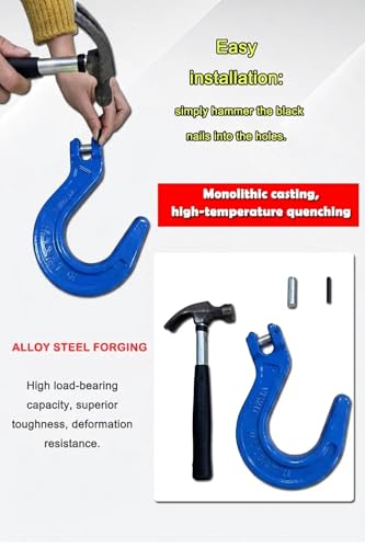 1/2" G80 Clevis Foundry Hook, 11905 Lbs 2 Pack 5.4t Working Load Limit Lifting Clevis Chain Hook for G80 Transport Binder Chain and Binder, Lifting Slings, Industrial Rigging【5.4t*2Pack】 - size: 2 Pack 5.4T