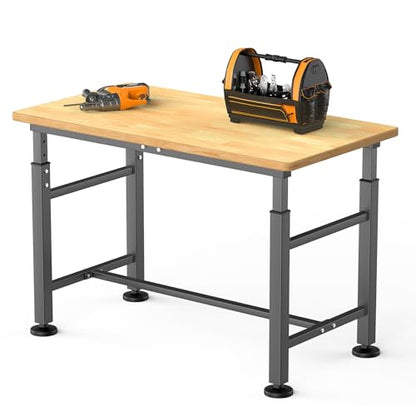 TORACK Adjustable Workbench with Rubberwood Top, 42" x 20" - size: 42 x 20 inch