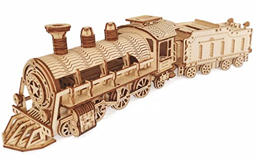 3D Wooden Steam Train Puzzle, DIY Assembly Train Model Kits, Wood Crafts STEM Brain Teaser Puzzle, Steam Train Christmas Birthday Gifts for Adults & Teens - color: Train